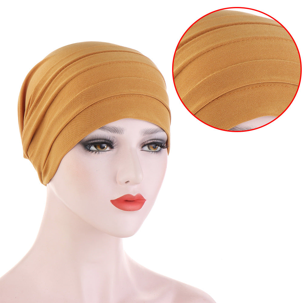 TJM-Crystal Hemp Three Stripes plain hijab turban hat - MinYang Fashion Apparel Accessory Manufacturer