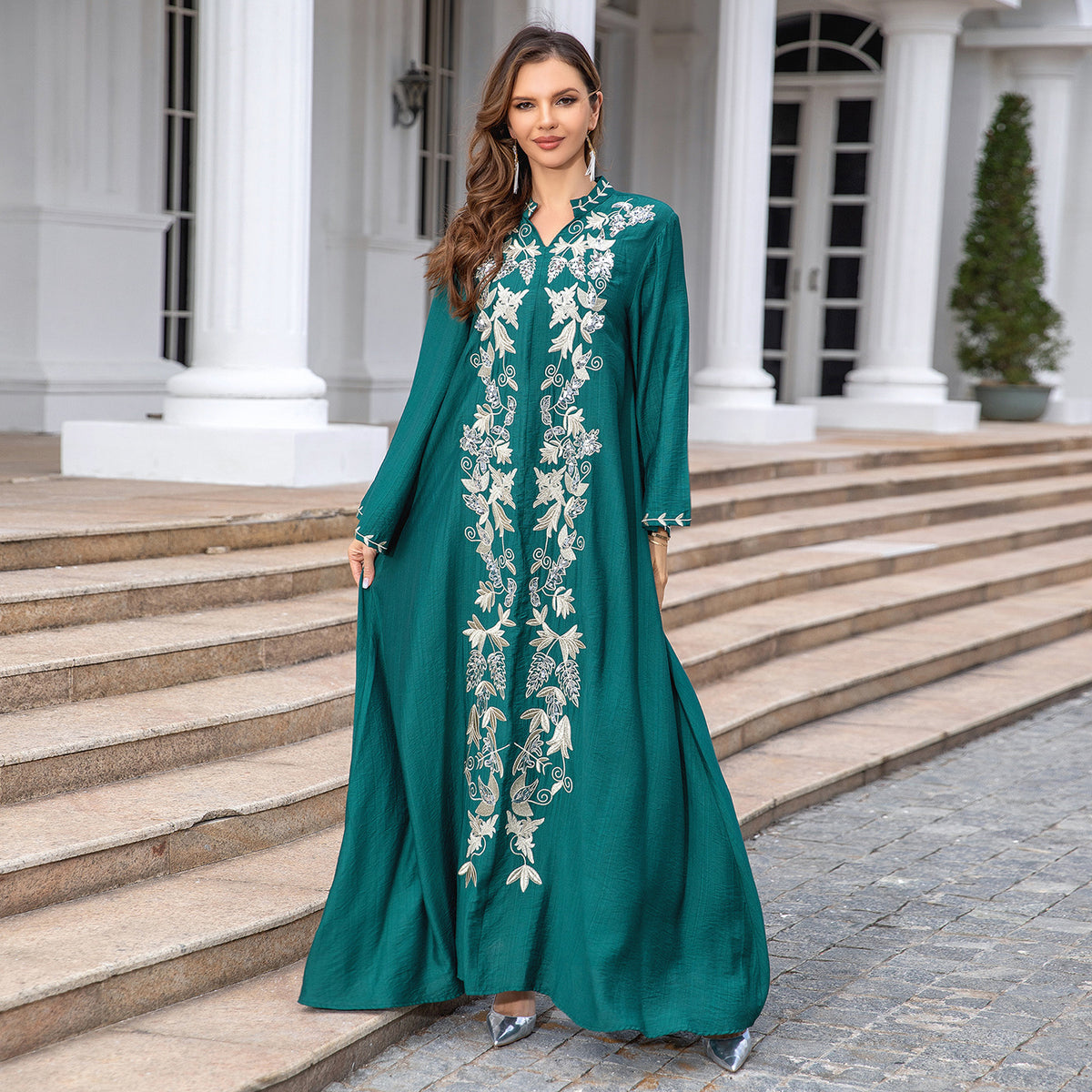 SMT008 Robe women's abaya embroidered dress evening dress abaya Dresses/gowns - MinYang Fashion Apparel Accessory Manufacturer