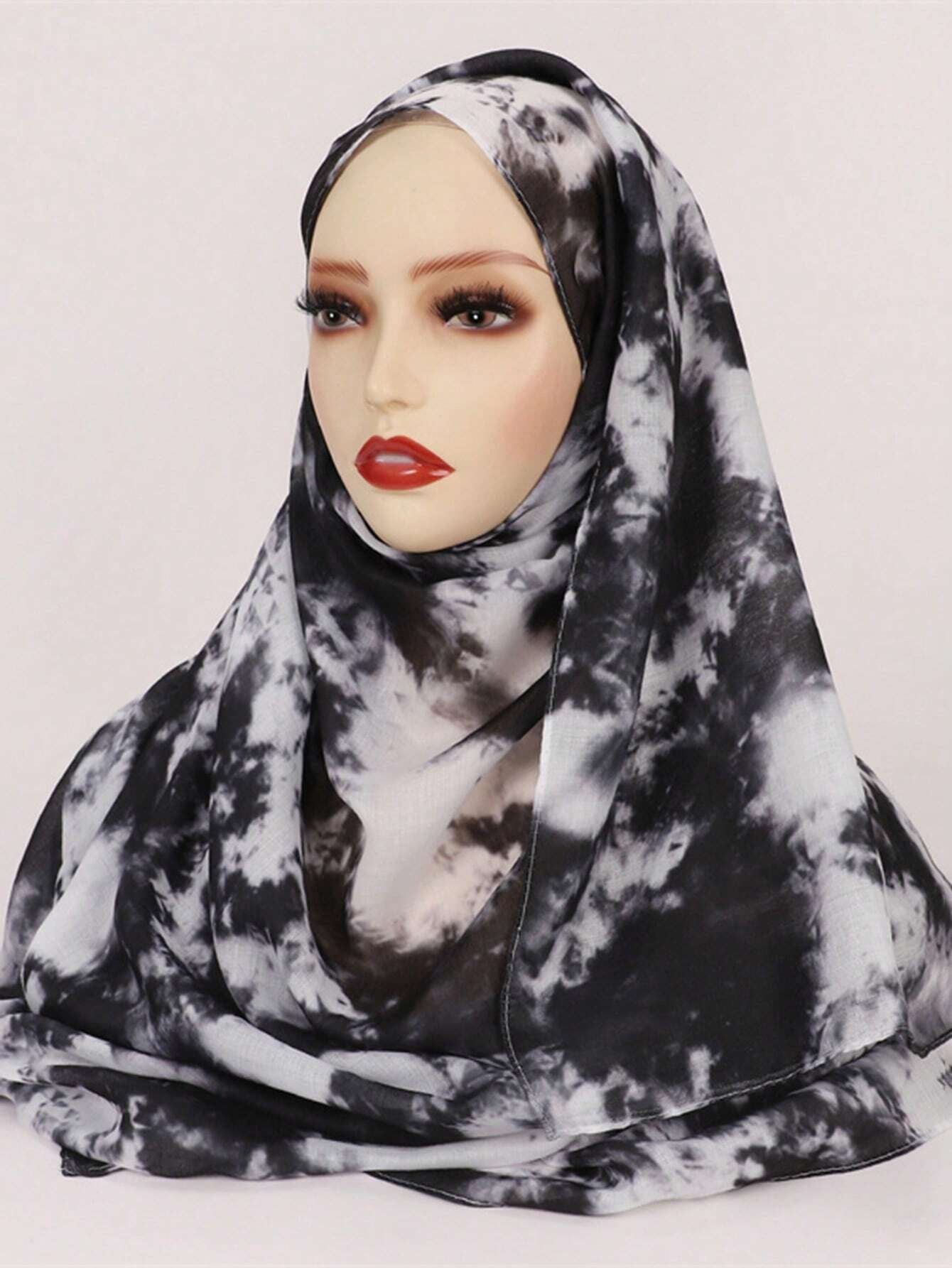 MYM32 Modal black and white mixed color print scarf/hijab - MinYang Fashion Apparel Accessory Manufacturer