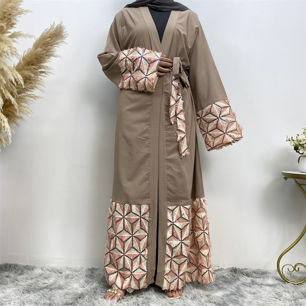 1765 spliced muslim abaya dress - MinYang Fashion Apparel Accessory Manufacturer