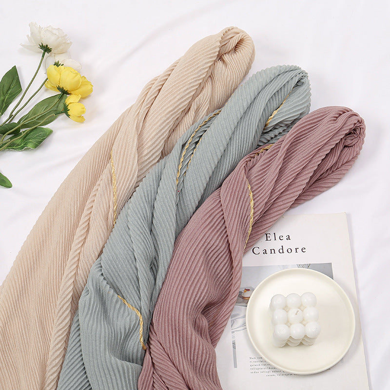 VS787 Solid color ruffled ladies long scarf - MinYang Fashion Apparel Accessory Manufacturer