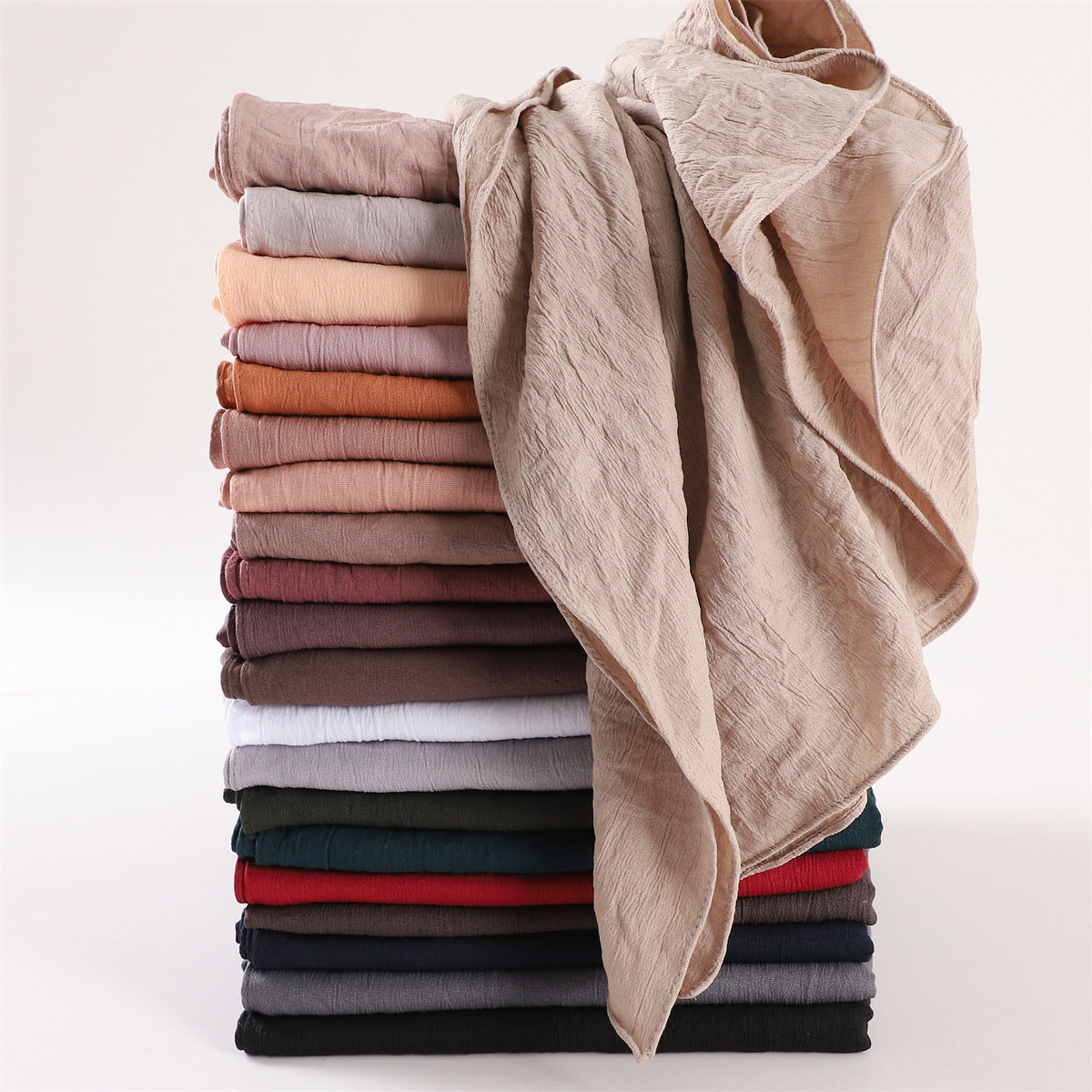 YZ198 Natural wrinkle soft long scarf solid color women's shawl