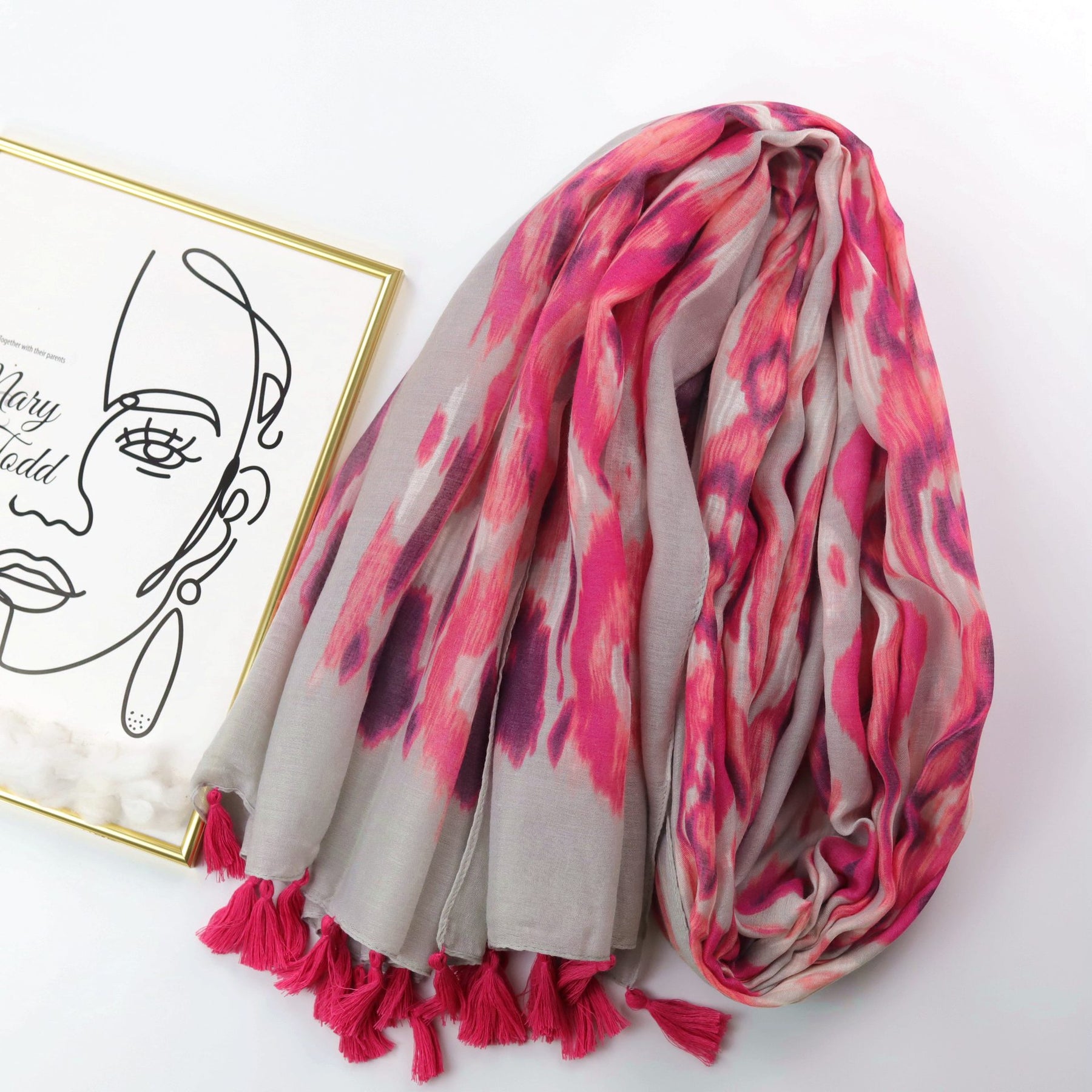 JY220652 Pañuelo estampado tie-dye rosa
