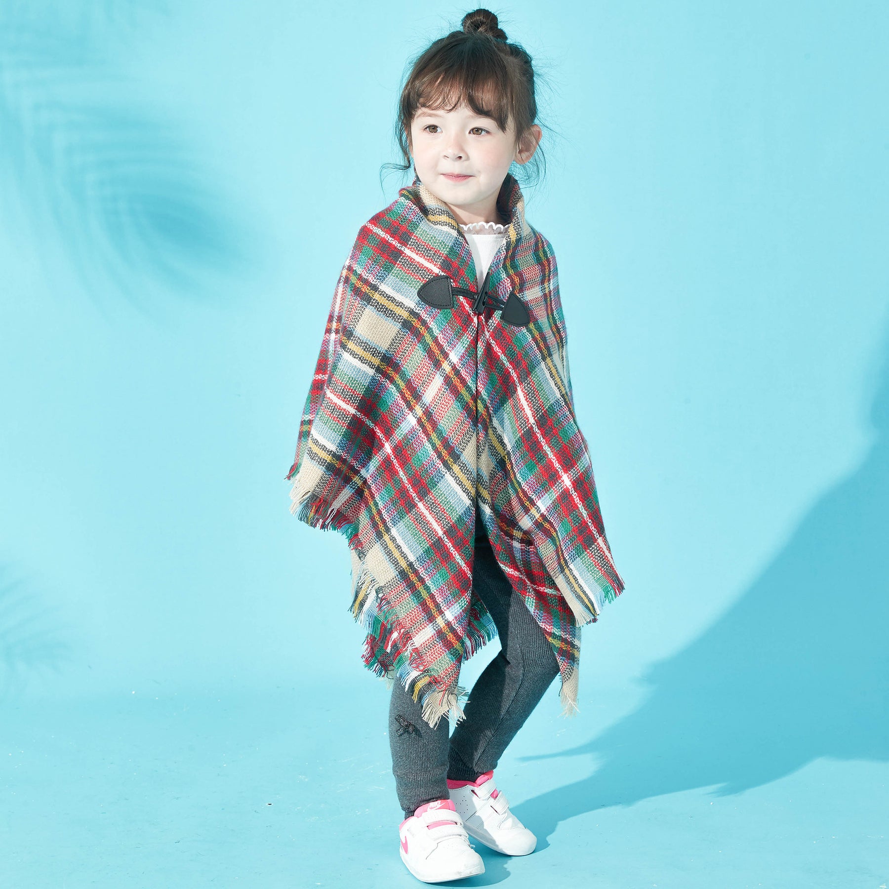 JH-T child keep warm plaid cloak shawl - MinYang Fashion Apparel Accessory Manufacturer