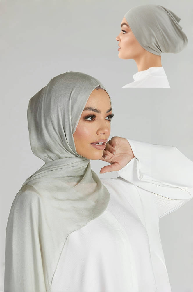 HYWJ066 110COLRO 70X180 single needle modal cotton hijab + jersey cap
