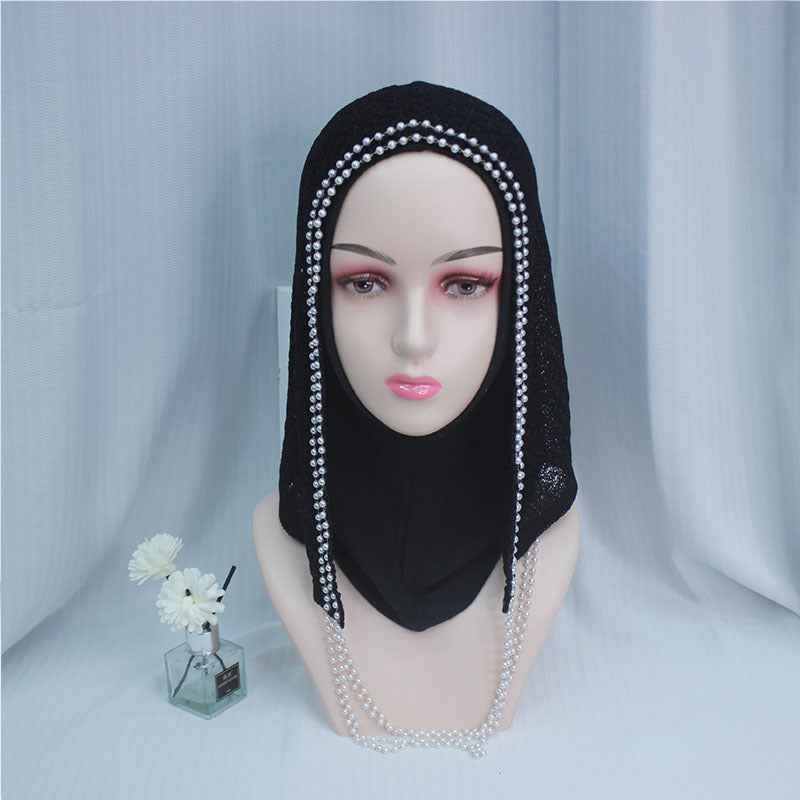 PTKCM Fashion Beaded Chain Hollow-out Woolen Jersey Cap