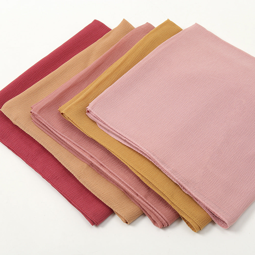 YW217 110*110 plain pleated kerchief hijab