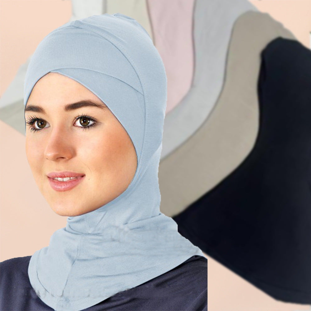 AB0006 New solid color modal bottom hat forehead cross chin headscarf