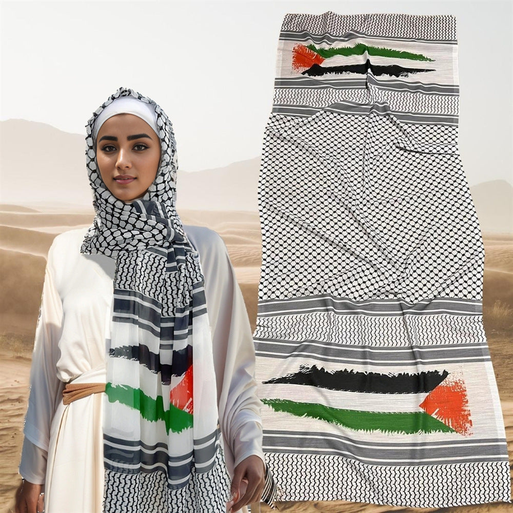 WJA290 Chiffon Printed Event Decorative Scarf Shawl Head Scarf Palestinian Head Scarf