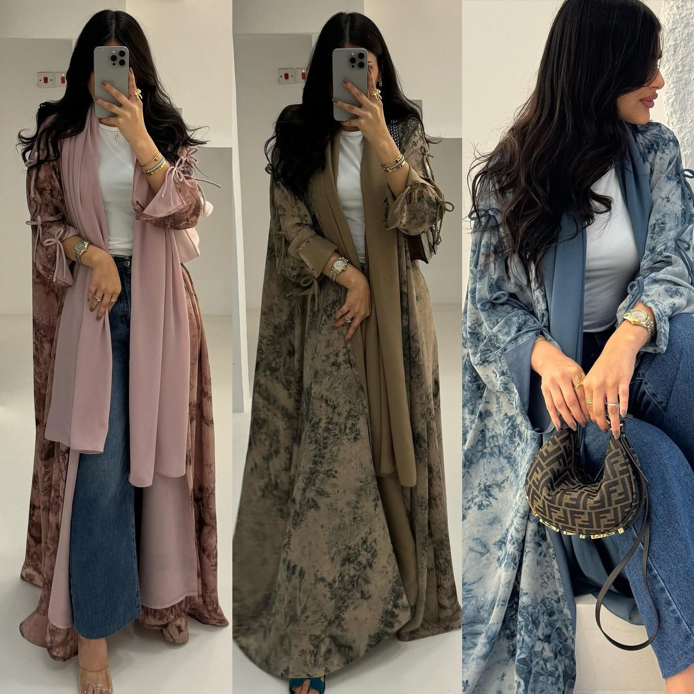 MQ181 Muslim print abaya with hijab two piece set