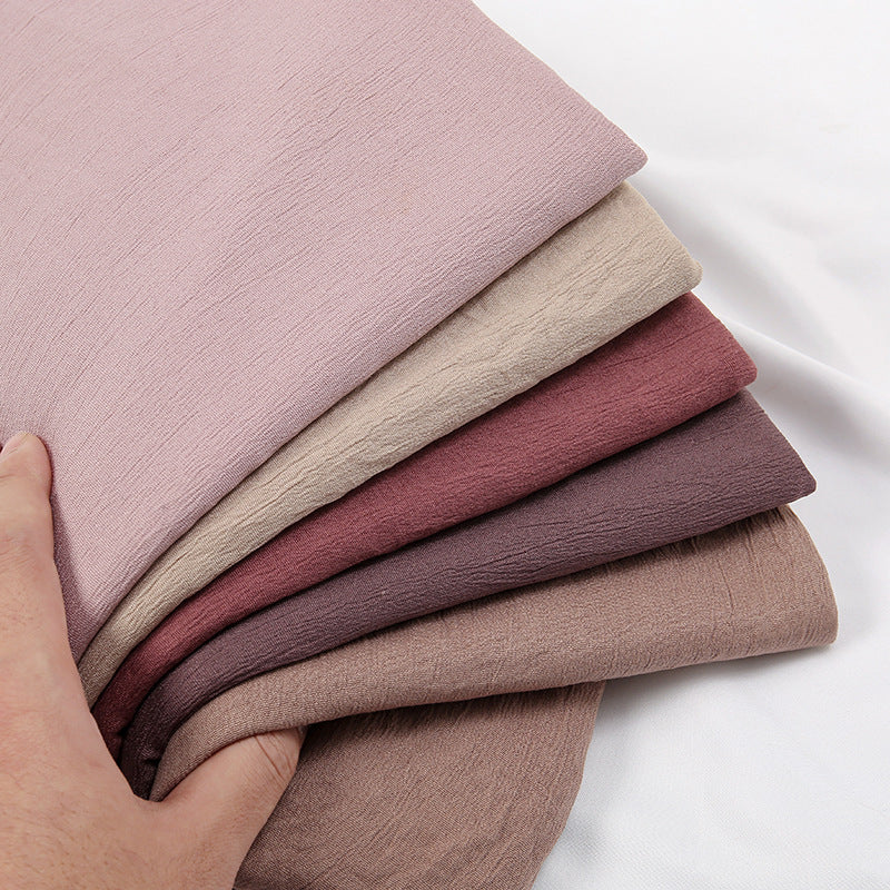 VS709 Fashion solid color wrinkled polyester cotton headscarf for women