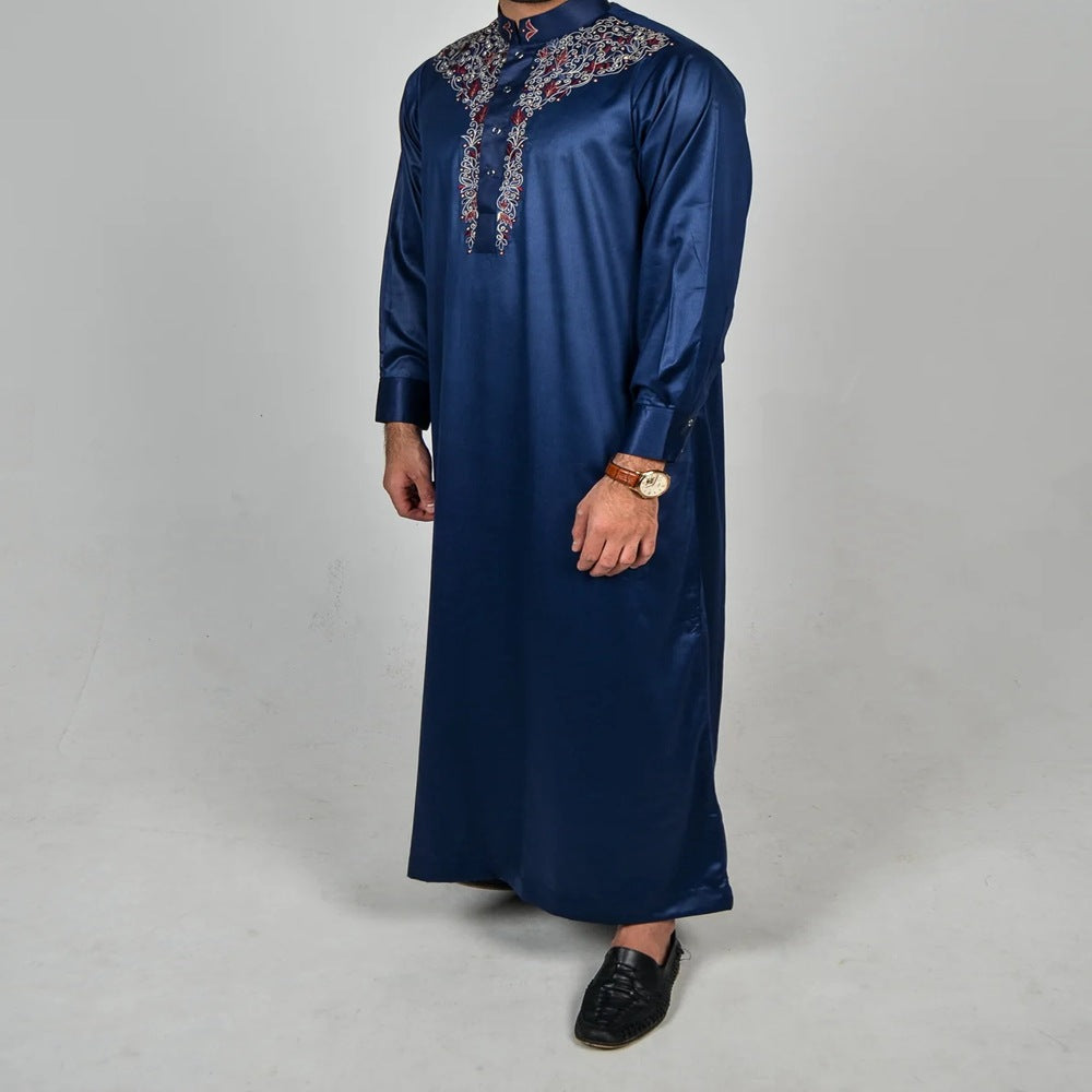 jl14 Foreign trade Muslim long-sleeved embroidered ethnic style Arab robe men's robes abaya - MinYang Fashion Apparel Accessory Manufacturer