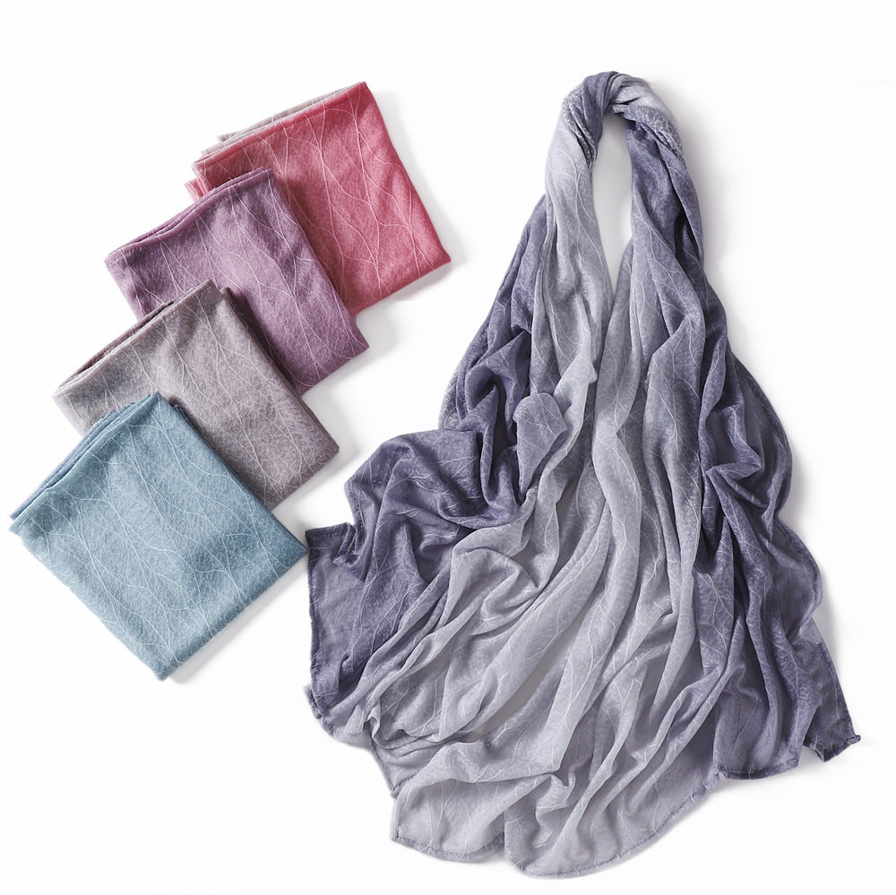 YZ80 Lace breathable hollow slightly elastic wave gradient color hijab hijab/tudung printed hijab printed scarf Gradient