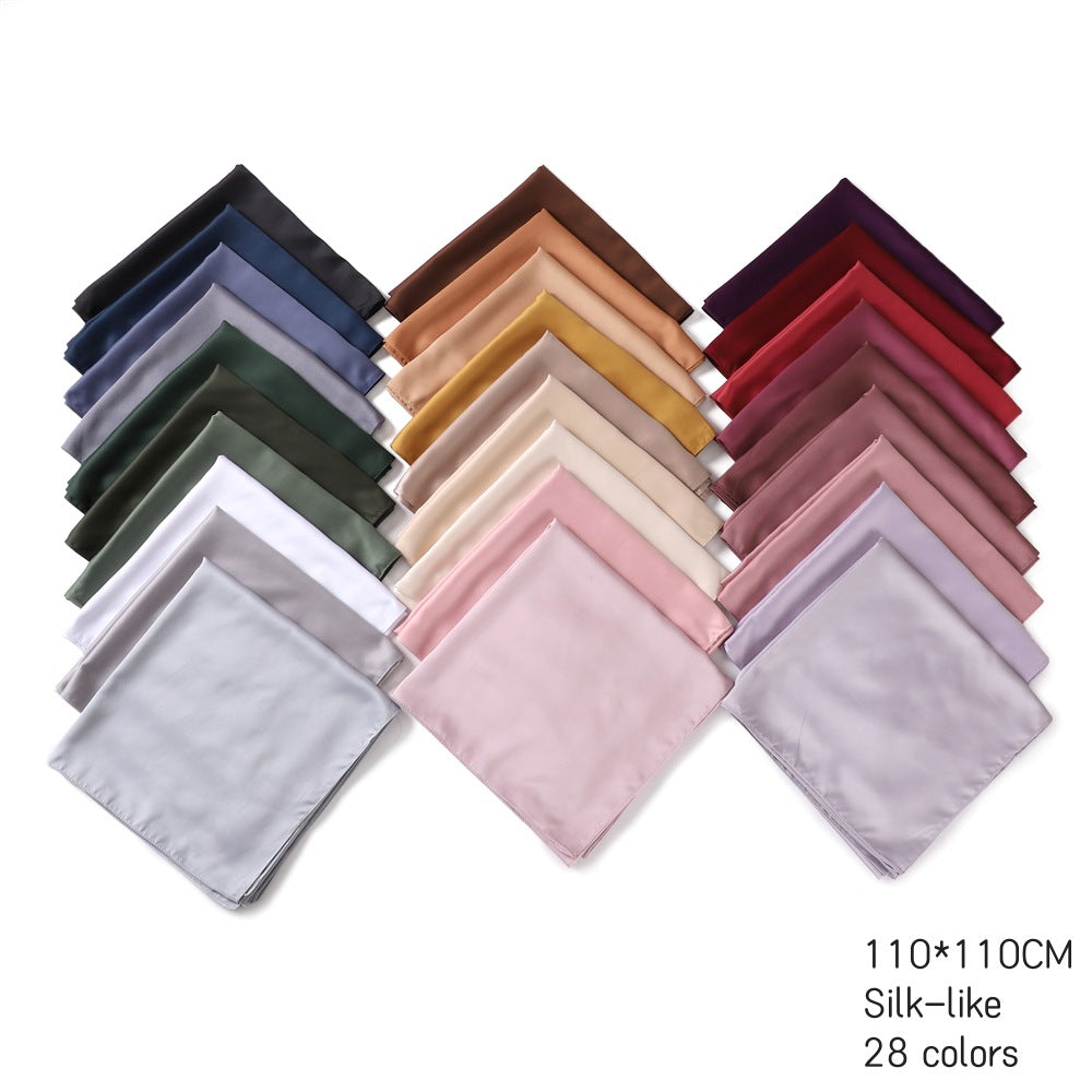 YZ104 110cm New soft matte imitation silk solid color square scarf - MinYang Fashion Apparel Accessory Manufacturer