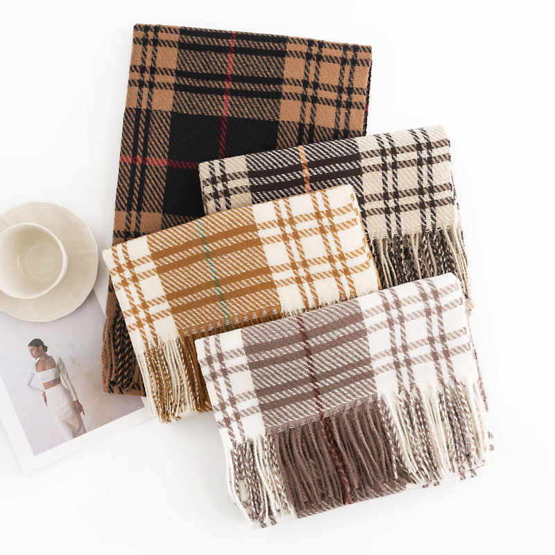 FH23-5442 lattice stripe winter scarf - MinYang Fashion Apparel Accessory Manufacturer