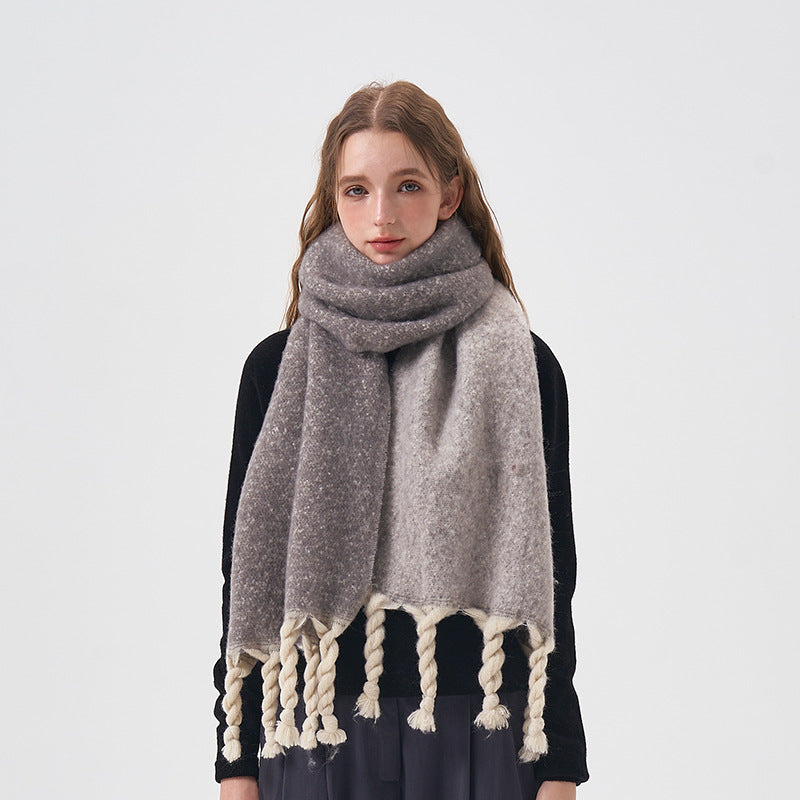 2023-08-28 plain thick tassel winter scarf - MinYang Fashion Apparel Accessory Manufacturer