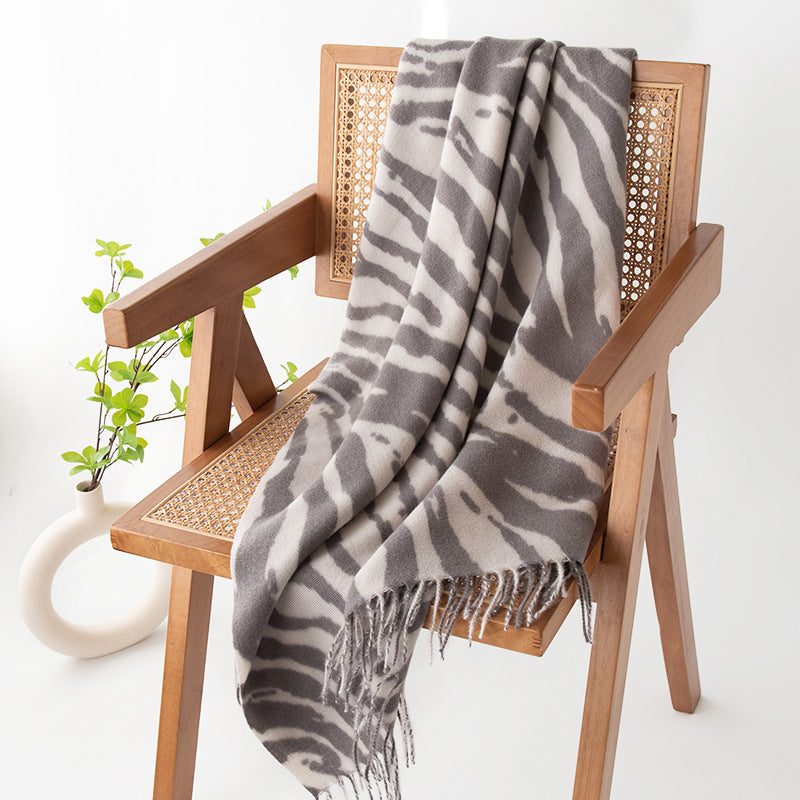FH24-5770 Silver-grey animal print shawl scarf winter scarf
