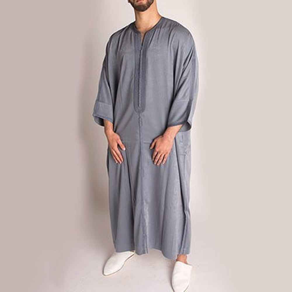 1138203 Foreign trade Muslim long-sleeved embroidered ethnic style Arab robe men's robes abaya - MinYang Fashion Apparel Accessory Manufacturer