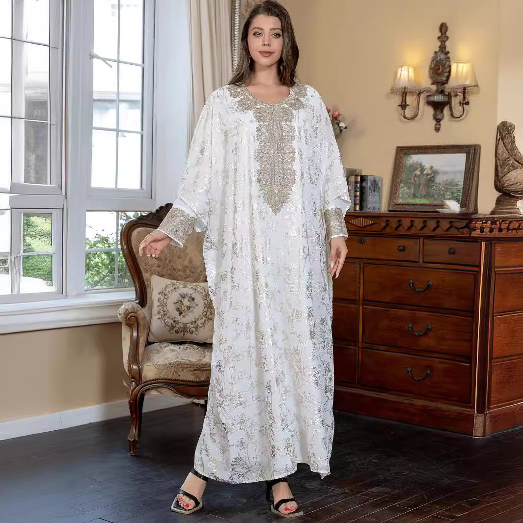 ZD004 Muslim robe gold stamping simple lace slim fit Dubai women's dress abaya Dresses/gowns