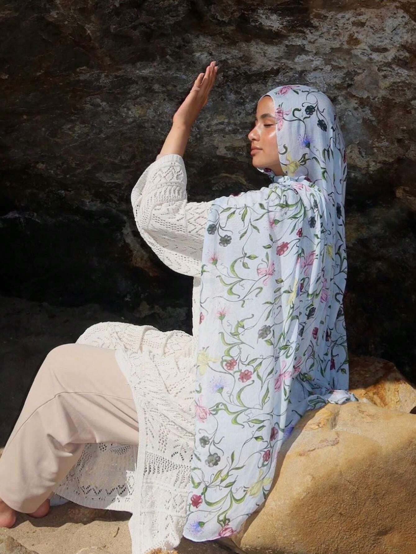 MYM20 Hijab/bufanda con estampado floral modal