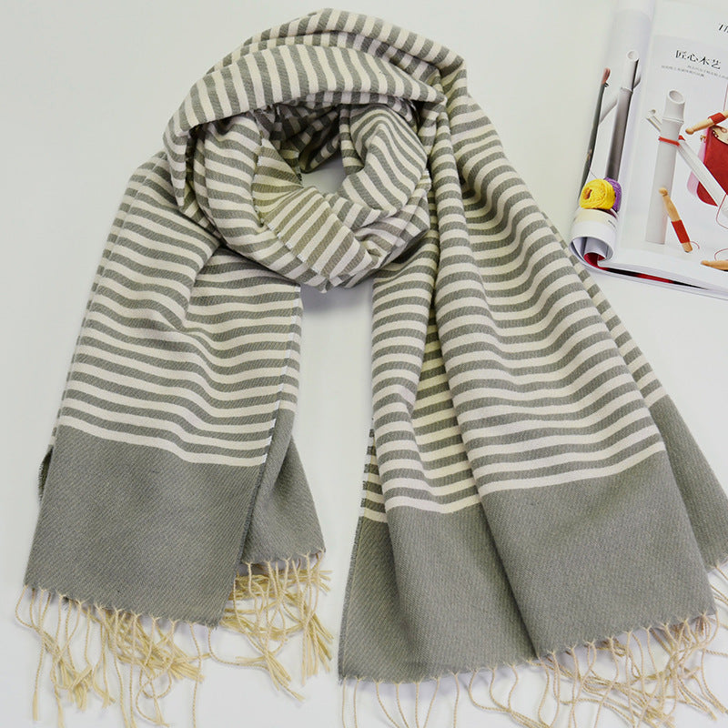 FH82026 stripe winter scarf - MinYang Fashion Apparel Accessory Manufacturer