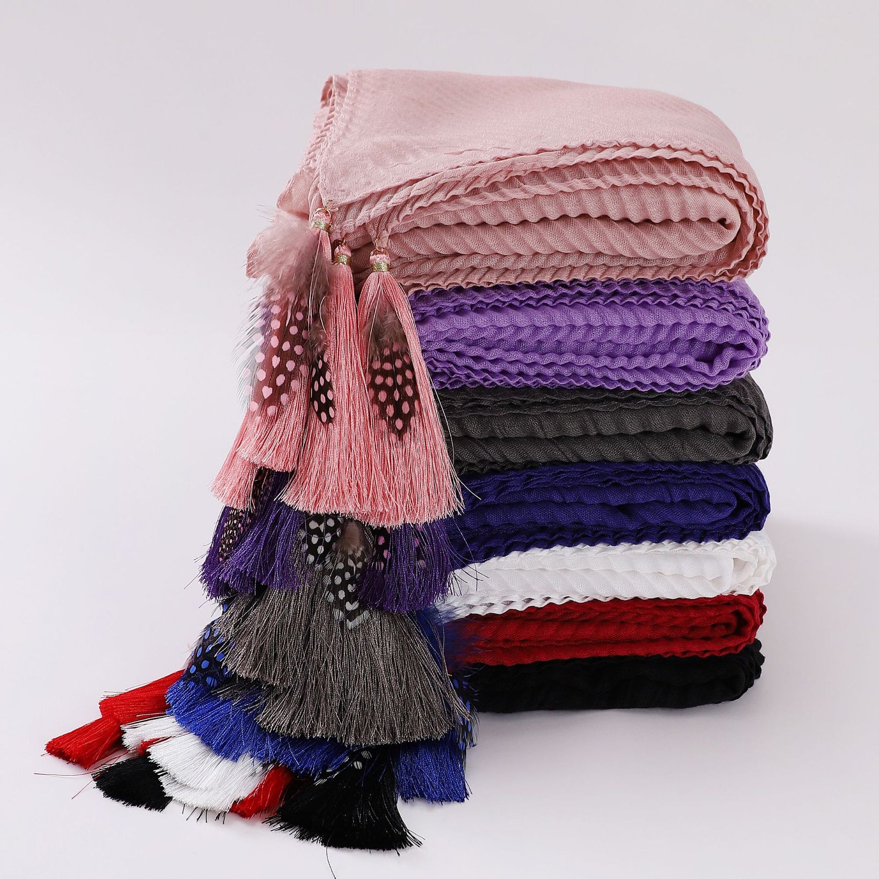 W-0112 pañuelo hijab liso TR con borlas