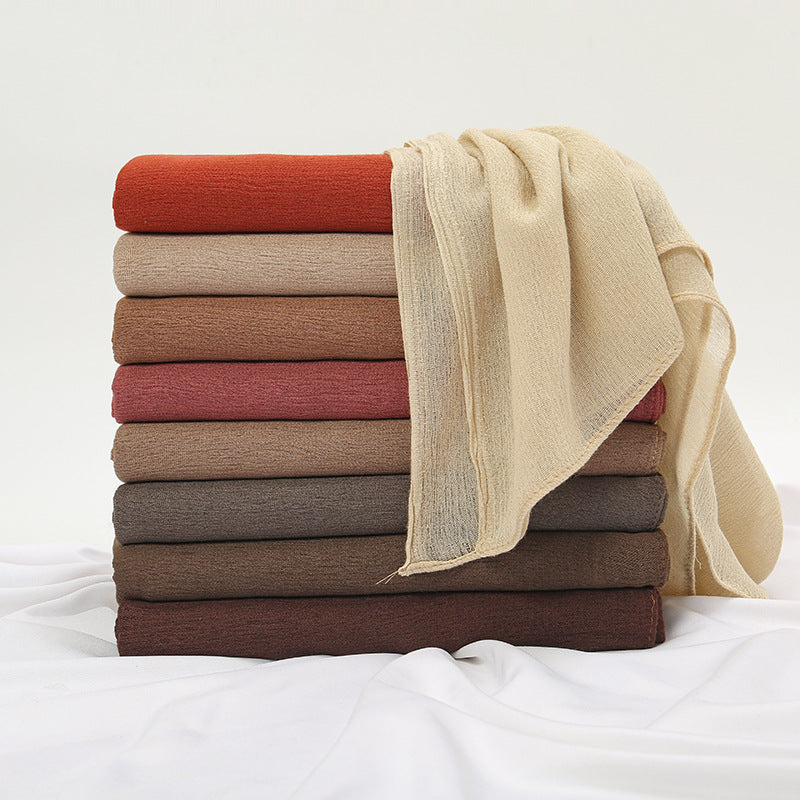 VS723Curled edge rayon turban solid color elegant crepe scarf - MinYang Fashion Apparel Accessory Manufacturer