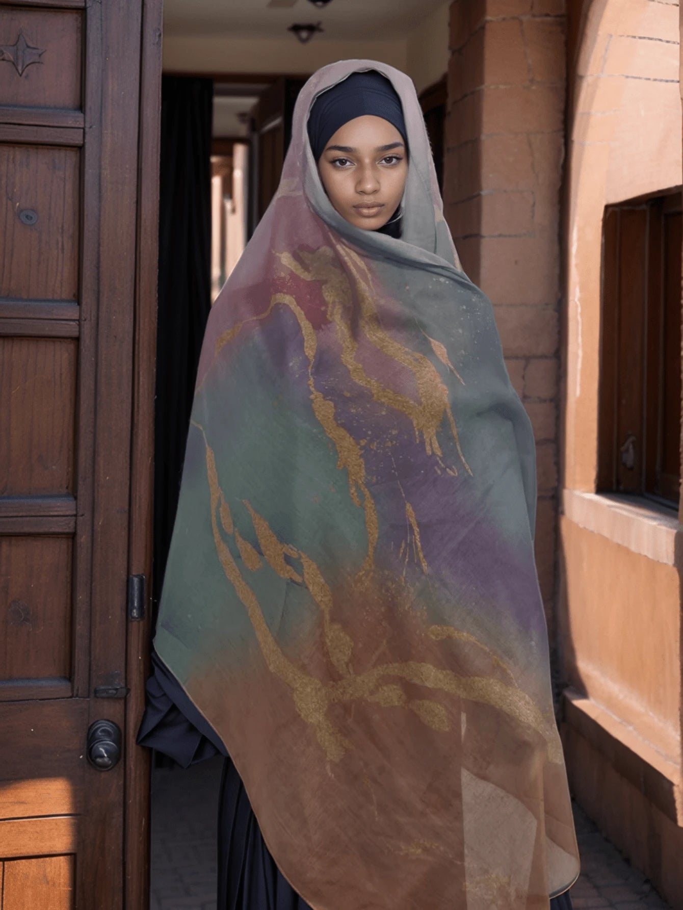 MYM34 Hijab/bufanda con estampado vintage modal