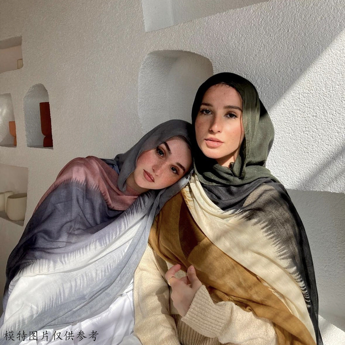 YZ68 Gradient Bali yarn wrinkled hand-painted long scarf rainbow color thin twist wrinkled scarf silk scarf sunscreen shawl plain hijab printed scarf hijab/tudung - MinYang Fashion Apparel Accessory Manufacturer