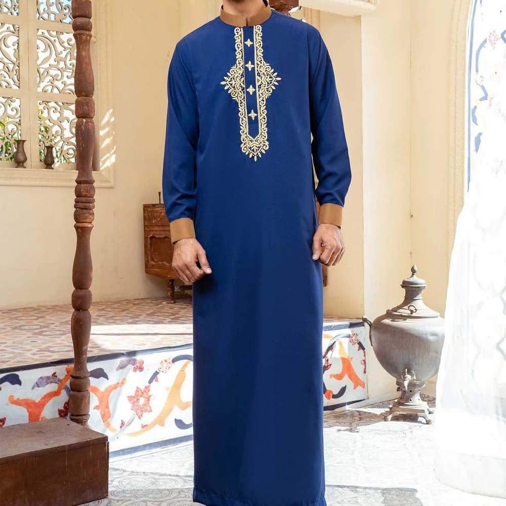 jl02 Muslim long-sleeved embroidered ethnic style Arabic robe men's robes abaya - MinYang Fashion Apparel Accessory Manufacturer
