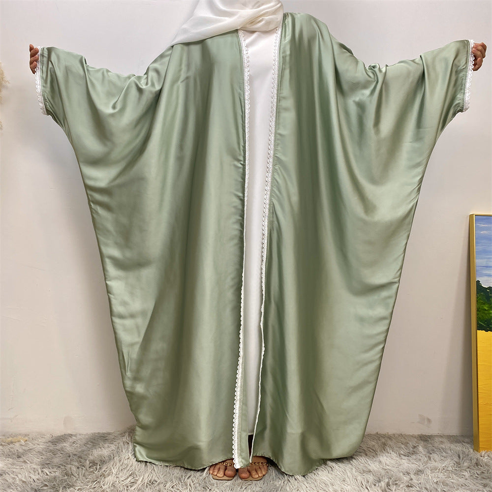 1429 Muslim patchwork lace bat sleeve floor-length cardigan