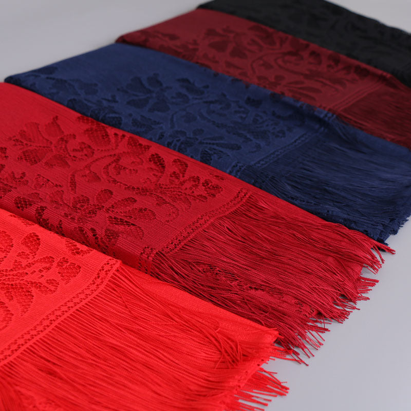 VS068 solid color tassel hijab