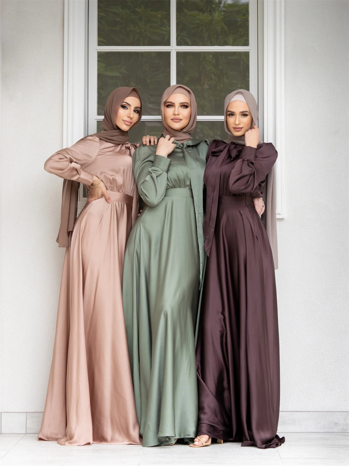 M160 Cross-border foreign trade women's dress Muslim fashion big swing satin dress - MinYang Fashion Apparel Accessory Manufacturer
