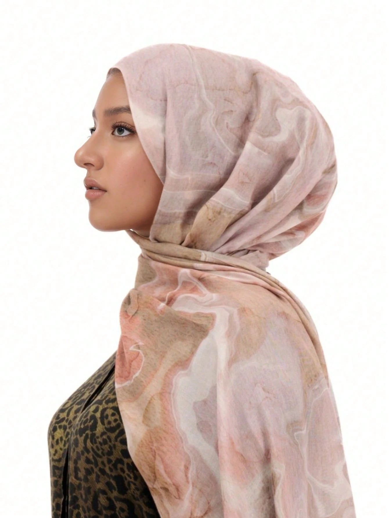 MYM07 Light Pink Modal print hijab - MinYang Fashion Apparel Accessory Manufacturer