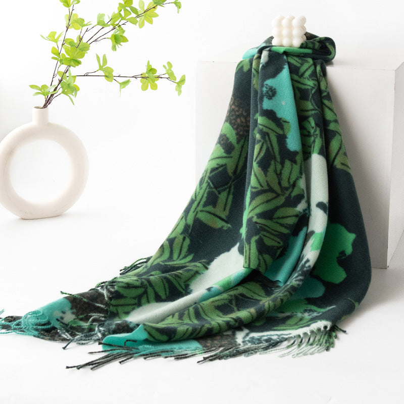 FH24-5772 Warm cashmere retro tassel scarf winter scarf