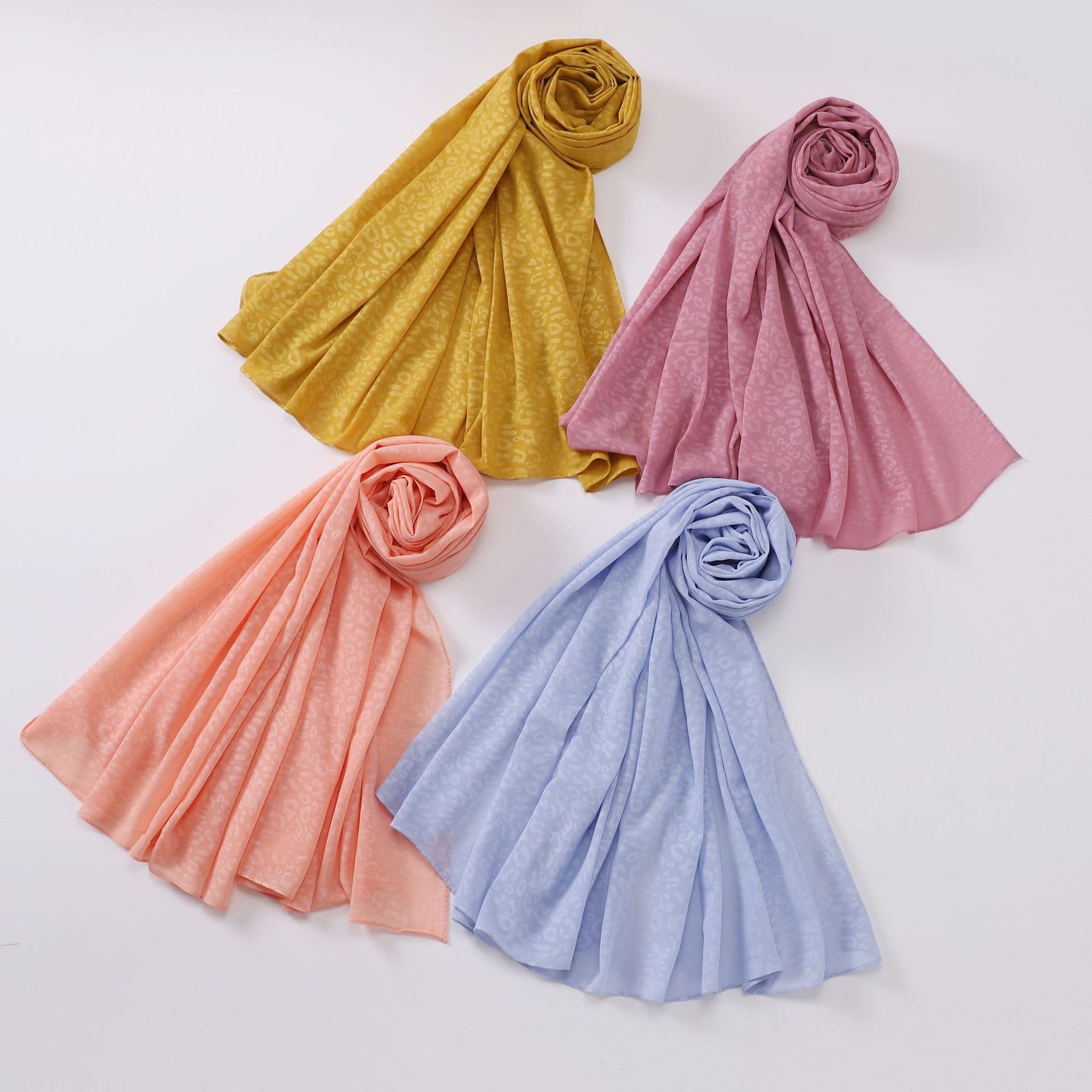 W-0002 plain Leopard print pearl chiffon hijab scarf - MinYang Fashion Apparel Accessory Manufacturer