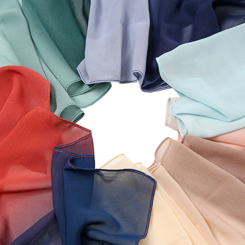 YW162 Stitching color pearl chiffon hijab