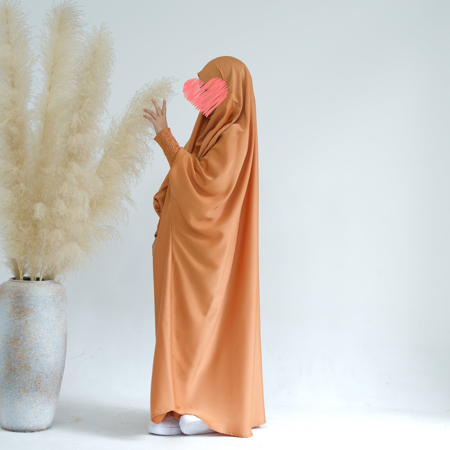 LR662 Pakaian gaun panjang kanak-kanak warna solid abaya abaya