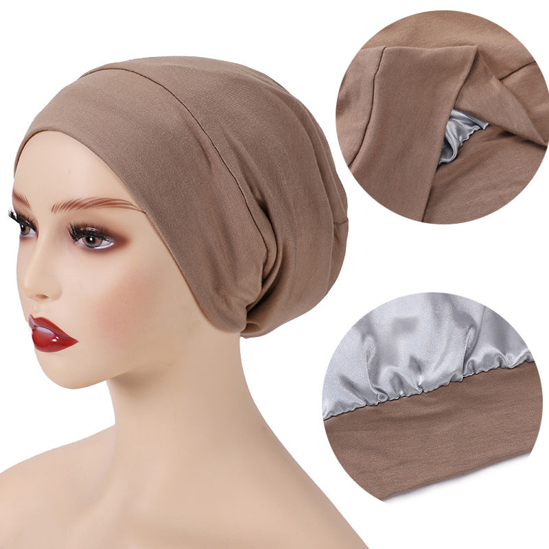 TJ095 premium plain cotton satin Lined under cap - MinYang Fashion Apparel Accessory Manufacturer