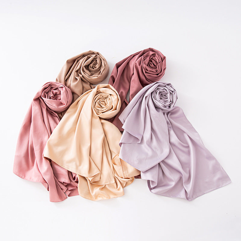 WJA67 plain satin hijab scarf - MinYang Fashion Apparel Accessory Manufacturer