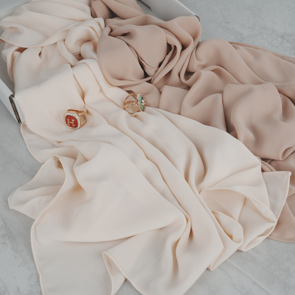 bf001 High Quality Right Angle Curled Chiffon Solid Color Scarf - MinYang Fashion Apparel Accessory Manufacturer