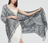 MY04 Fashionable and versatile jacquard cashew tassel scarf - MinYang Fashion Apparel Accessory Manufacturer