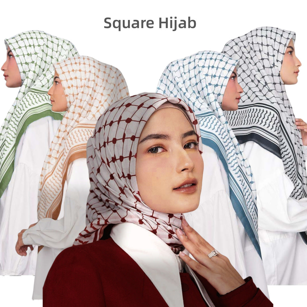 WJA270 New Style Chiffon Printed Plaid Square Scarf