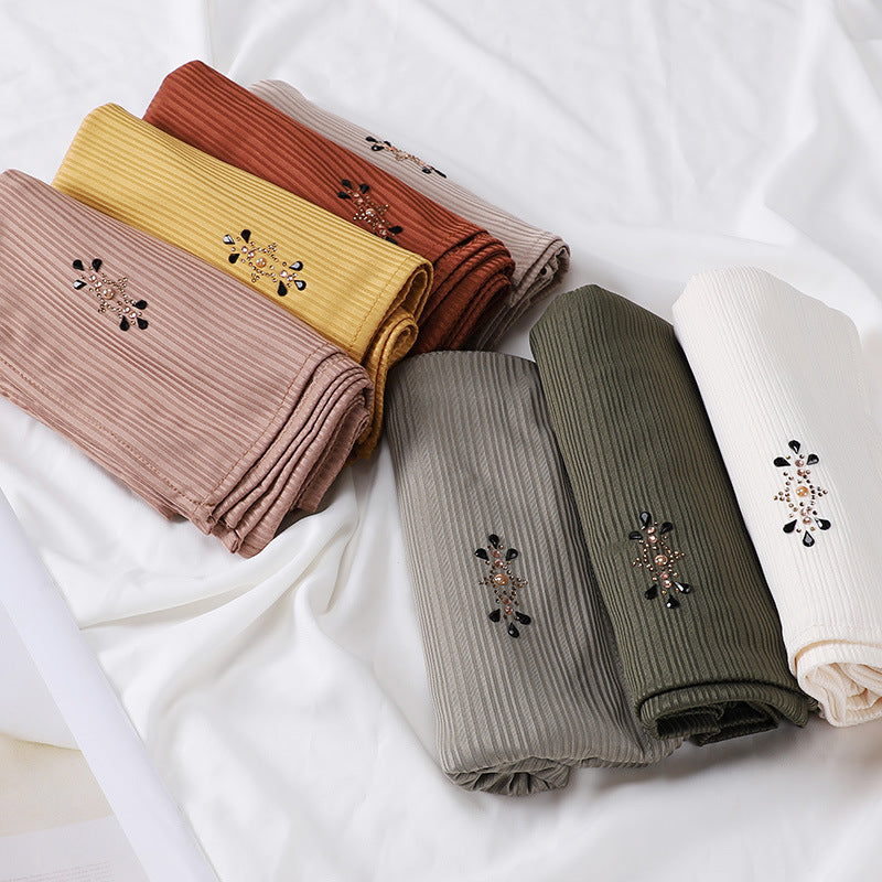 MSL226 selendang tudung dimond stripe polos hot stamping