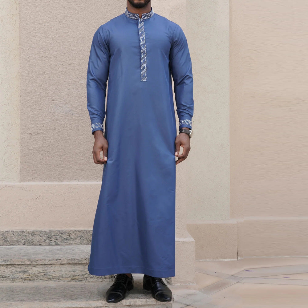 jl07 Foreign trade Muslim long-sleeved embroidered ethnic style Arab robe men's robes abaya