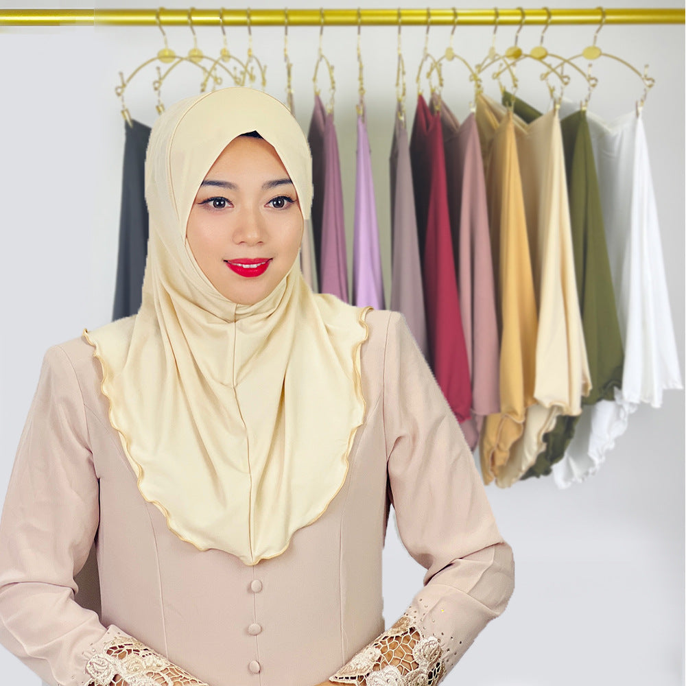TD47-019 Solid color crystal hemp hem hijab