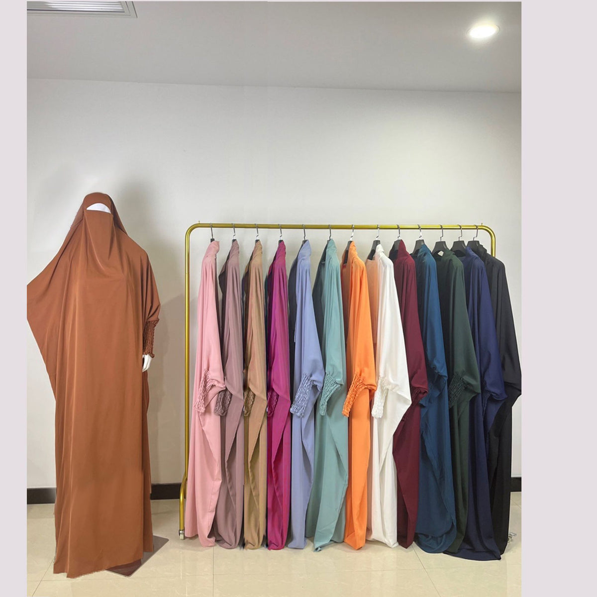 LN484 Women's long solid color robe dress abaya - MinYang Fashion Apparel Accessory Manufacturer