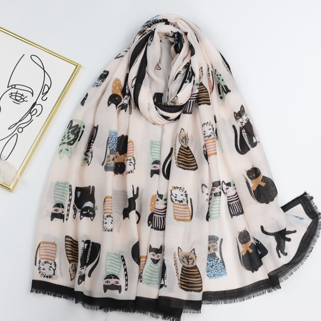 JY230317 fular gatos estampados