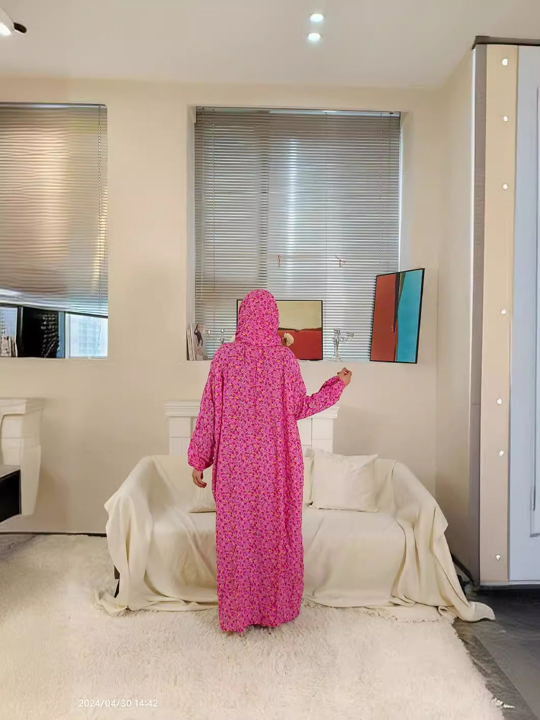 68 Muslim ladies with headscarf loose and comfortable worship clothes fashionable printed robes Dresses/gowns prayer set abaya