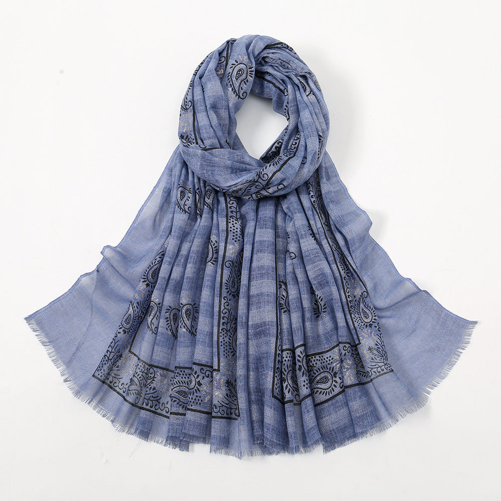 VS573 cashew printed cotton and linen hijab scarf - MinYang Fashion Apparel Accessory Manufacturer